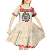 Mele Kalikimaka Hawaii Kid Short Sleeve Dress Funny Beer-Loving Santa Hawaiian Tropical - Polynesian Pride