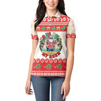 Mele Kalikimaka Hawaii Women Polo Shirt Funny Beer-Loving Santa Hawaiian Tropical LT14 - Polynesian Pride