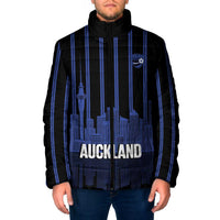 New Zealand Auckland Football Custom Padded Jacket Go City of Sails Est 2025 LT14 Men Black - Polynesian Pride