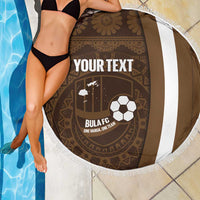 Bula Fiji Football Custom Beach Blanket One Vanua One Team Tapa Pattern