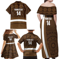 Bula Fiji Football Custom Family Matching Off Shoulder Maxi Dress and Hawaiian Shirt One Vanua One Team Tapa Pattern LT14 - Polynesian Pride