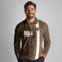 Bula Fiji Football Custom Long Sleeve Polo Shirt One Vanua One Team Tapa Pattern
