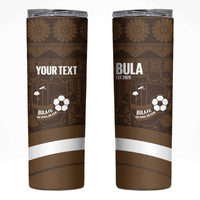 Bula Fiji Football Custom Skinny Tumbler One Vanua One Team Tapa Pattern