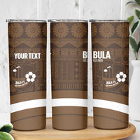 Bula Fiji Football Custom Skinny Tumbler One Vanua One Team Tapa Pattern