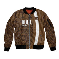 Bula Fiji Football Custom Sleeve Zip Bomber Jacket One Vanua One Team Tapa Pattern