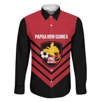 Hekari Papua New Guinea Football Custom Family Matching Puletasi and Hawaiian Shirt Go PNG Red Army LT14 Dad's Shirt - Long Sleeve Red - Polynesian Pride