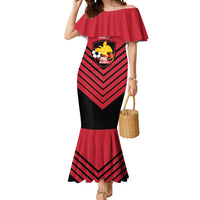 Hekari Papua New Guinea Football Custom Mermaid Dress Go PNG Red Army LT14 Women Red - Polynesian Pride