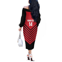 Hekari Papua New Guinea Football Custom Off The Shoulder Long Sleeve Dress Go PNG Red Army LT14 - Polynesian Pride