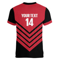 Hekari Papua New Guinea Football Custom Women V-Neck T-Shirt Go PNG Red Army LT14 - Polynesian Pride