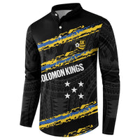 Kings Solomon Islands Football Custom Button Sweatshirt Come On Solomons Polynesian Grunge Style LT14 - Polynesian Pride
