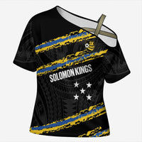 Kings Solomon Islands Football Custom Cross Shoulder Shirt Come On Solomons Polynesian Grunge Style