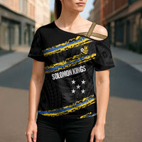 Kings Solomon Islands Football Custom Cross Shoulder Shirt Come On Solomons Polynesian Grunge Style