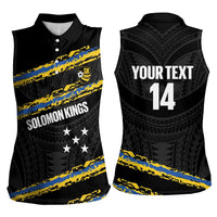 Kings Solomon Islands Football Custom Women Sleeveless Polo Shirt Come On Solomons Polynesian Grunge Style LT14 - Polynesian Pride