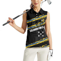Kings Solomon Islands Football Custom Women Sleeveless Polo Shirt Come On Solomons Polynesian Grunge Style LT14 - Polynesian Pride