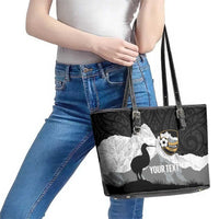 New Zealand South Island Football Custom Leather Tote Bag Aoraki Mount Cook With Kiwi Maori Pattern LT14 - Polynesian Pride