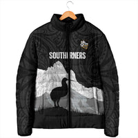 New Zealand South Island Football Custom Padded Jacket Aoraki Mount Cook With Kiwi Maori Pattern LT14 - Polynesian Pride