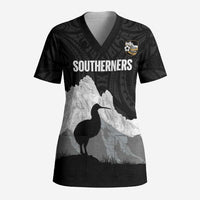 New Zealand South Island Football Custom Scrub Top Aoraki Mount Cook With Kiwi Maori Pattern