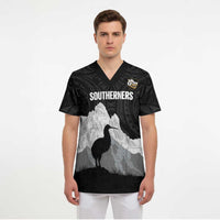 New Zealand South Island Football Custom Scrub Top Aoraki Mount Cook With Kiwi Maori Pattern
