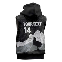 New Zealand South Island Football Custom Sleeveless Hoodie Aoraki Mount Cook With Kiwi Maori Pattern LT14 - Polynesian Pride