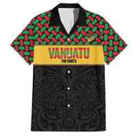 Vanuatu Football Custom Family Matching Long Sleeve Bodycon Dress and Hawaiian Shirt Go Chiefs Basket-weave Pattern LT14 Dad's Shirt - Short Sleeve Black - Polynesian Pride