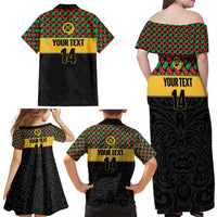 Vanuatu Football Custom Family Matching Off Shoulder Maxi Dress and Hawaiian Shirt Go Chiefs Basket-weave Pattern LT14 - Polynesian Pride