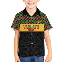 Vanuatu Football Custom Family Matching Off Shoulder Maxi Dress and Hawaiian Shirt Go Chiefs Basket-weave Pattern LT14 Son's Shirt Black - Polynesian Pride