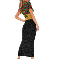 Vanuatu Football Custom Family Matching Short Sleeve Bodycon Dress and Hawaiian Shirt Go Chiefs Basket-weave Pattern LT14 - Polynesian Pride