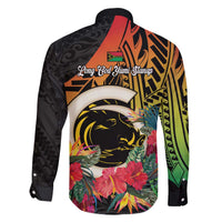 Vanuatu Boar Tusk Yumi Yumi Yumi Family Matching Off The Shoulder Long Sleeve Dress and Hawaiian Shirt Independens Dei Long God Yumi Stanap LT14 - Polynesian Pride