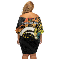 Vanuatu Boar Tusk Yumi Yumi Yumi Family Matching Off Shoulder Short Dress and Hawaiian Shirt Independens Dei Long God Yumi Stanap