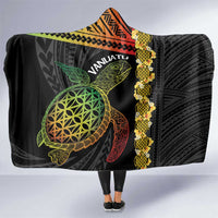 Vanuatu Sand Drawing Turtle Hooded Blanket Happy Independence Day