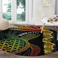 Vanuatu Sand Drawing Turtle Round Carpet Happy Independence Day