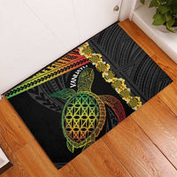 Vanuatu Sand Drawing Turtle Rubber Doormat Happy Independence Day