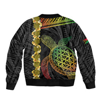 Vanuatu Sand Drawing Turtle Sleeve Zip Bomber Jacket Happy Independence Day