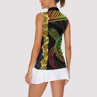 Vanuatu Sand Drawing Turtle Women Sleeveless Polo Shirt Happy Independence Day
