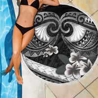 Black Polynesia Beach Blanket Tribal Pattern Tropical Frangipani