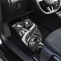 Black Polynesia Car Mats Tribal Pattern Tropical Frangipani