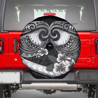 Black Polynesia Spare Tire Cover Tribal Pattern Tropical Frangipani