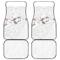 White Polynesia Car Mats Tribal Pattern Tropical Frangipani
