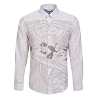 White Polynesia Family Matching Mermaid Dress and Hawaiian Shirt Tribal Pattern Tropical Frangipani