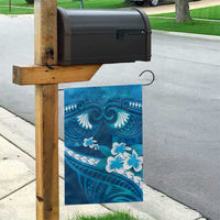 Blue Polynesia Garden Flag Tribal Pattern Tropical Frangipani