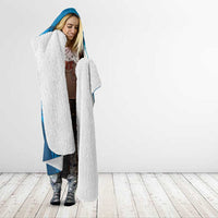 Blue Polynesia Hooded Blanket Tribal Pattern Tropical Frangipani