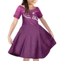 Pink Polynesia Family Matching Summer Maxi Dress and Hawaiian Shirt Tribal Pattern Tropical Frangipani LT14 Daughter's Dress Pink - Polynesian Pride