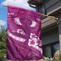 Pink Polynesia Garden Flag Tribal Pattern Tropical Frangipani