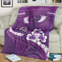 Purple Polynesia Blanket Tribal Pattern Tropical Frangipani