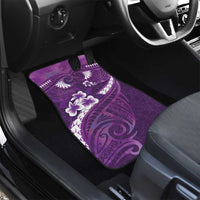 Purple Polynesia Car Mats Tribal Pattern Tropical Frangipani