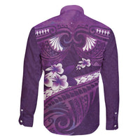 Purple Polynesia Family Matching Mermaid Dress and Hawaiian Shirt Tribal Pattern Tropical Frangipani