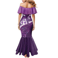 Purple Polynesia Family Matching Mermaid Dress and Hawaiian Shirt Tribal Pattern Tropical Frangipani