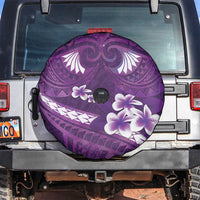 Purple Polynesia Spare Tire Cover Tribal Pattern Tropical Frangipani