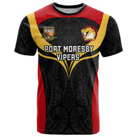 Papua New Guinea Rugby T Shirt Port Moresby Vipers PNG Polynesian Pattern LT14 Black - Polynesian Pride