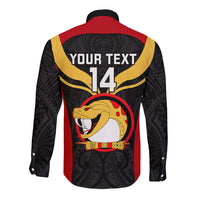 Custom Papua New Guinea Rugby Long Sleeve Button Shirt Port Moresby Vipers PNG Polynesian Pattern LT14 - Polynesian Pride